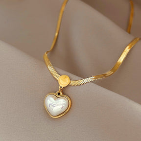 Chic Heart Pearl Gold Color Necklace - Necklaces - Pretland | Spiritual Crystals & Jewelry