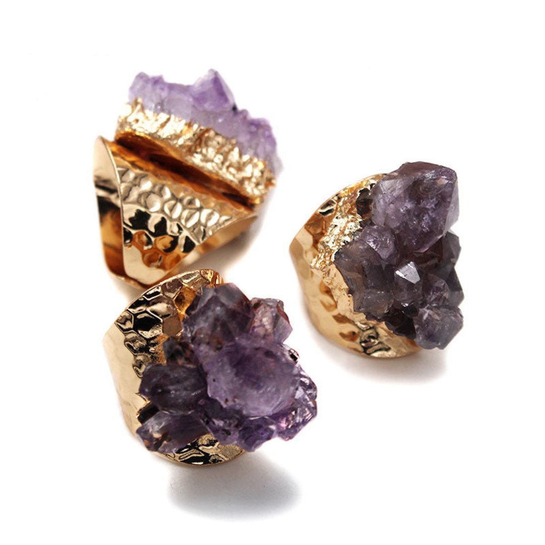 Natural Raw Amethyst Adjustable Ring - Rings - Pretland | Spiritual Crystals & Jewelry