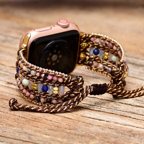 Rhodochrosite Single Wrap Apple Watch Strap - Apple Watch Straps - Pretland | Spiritual Crystals & Jewelry
