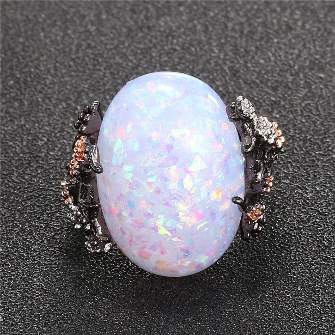 Vintage Plum Blossom Tree Flower Opal Ring - Rings - Pretland | Spiritual Crystals & Jewelry
