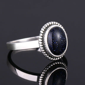 Vintage Blue Sandstone Silver Ring - Rings - Pretland | Spiritual Crystals & Jewelry