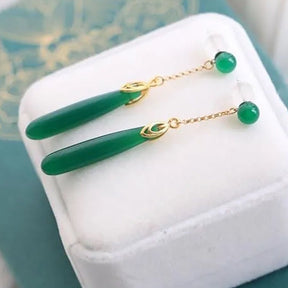 Bohemian Silver Green Chalcedony Earrings - Earrings - Pretland | Spiritual Crystals & Jewelry