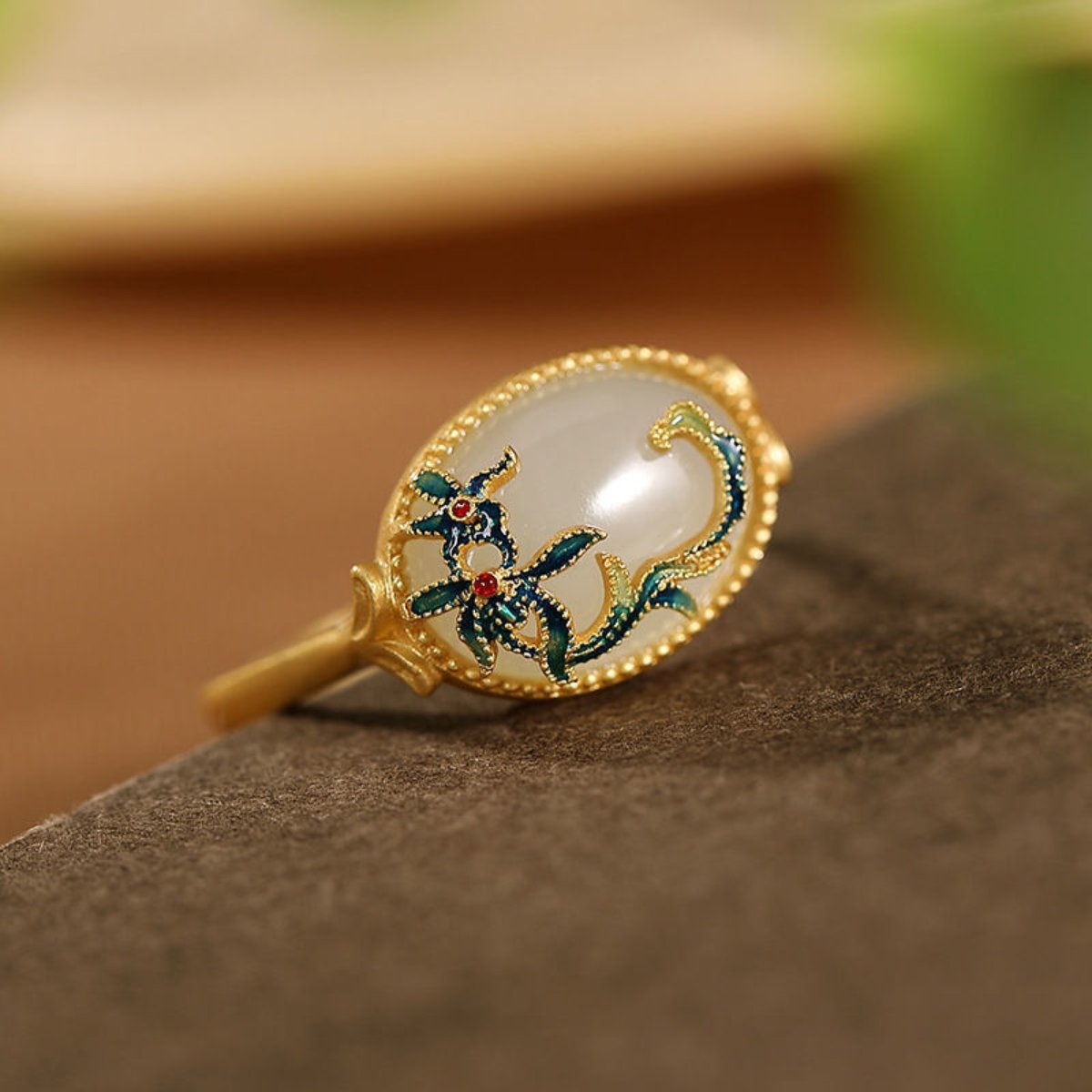 Elegant Gold Hetian Jade Adjustable Ring - Rings - Pretland | Spiritual Crystals & Jewelry
