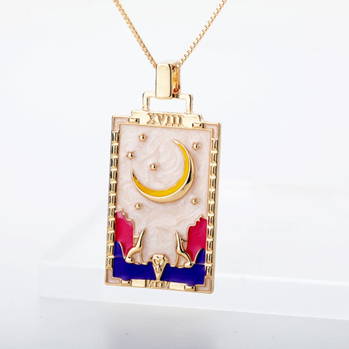 Vintage Colorful Tarot Cards Necklace - Moon - Necklaces - Pretland | Spiritual Crystals & Jewelry
