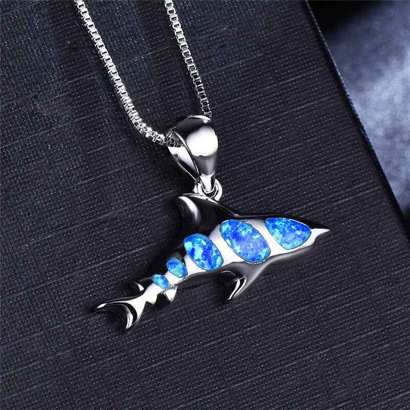 Spirit Shark Opal Silver Necklace - Necklaces - Pretland | Spiritual Crystals & Jewelry