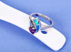 Amethyst & Blue Opal 925 Sterling Silver Ring