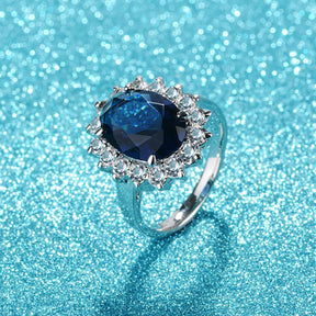Elegant Oval Sapphire Silver Ring - Rings - Pretland | Spiritual Crystals & Jewelry