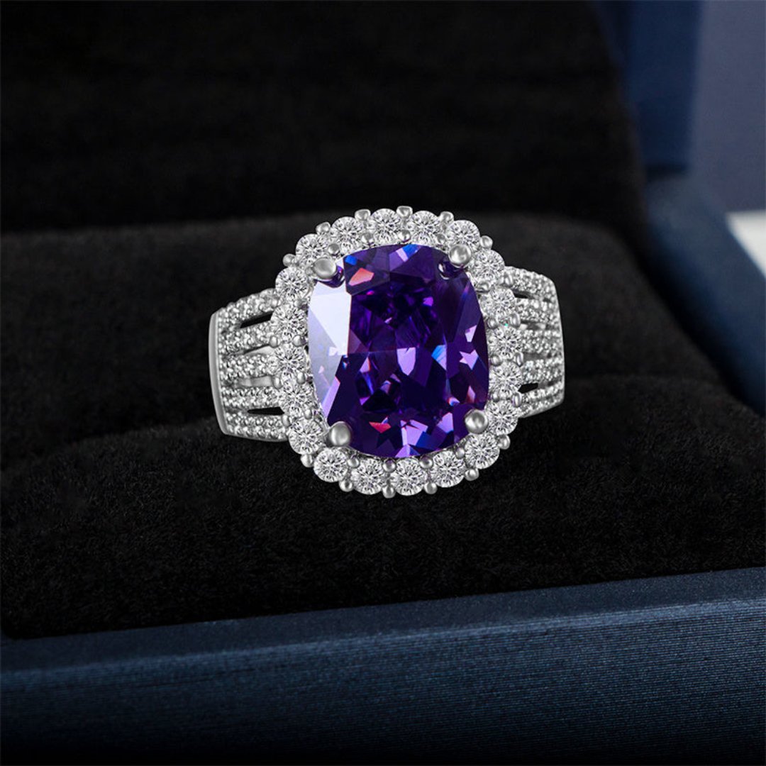 Shining Amethyst Sterling Silver Adjustable Ring - Rings - Pretland | Spiritual Crystals & Jewelry