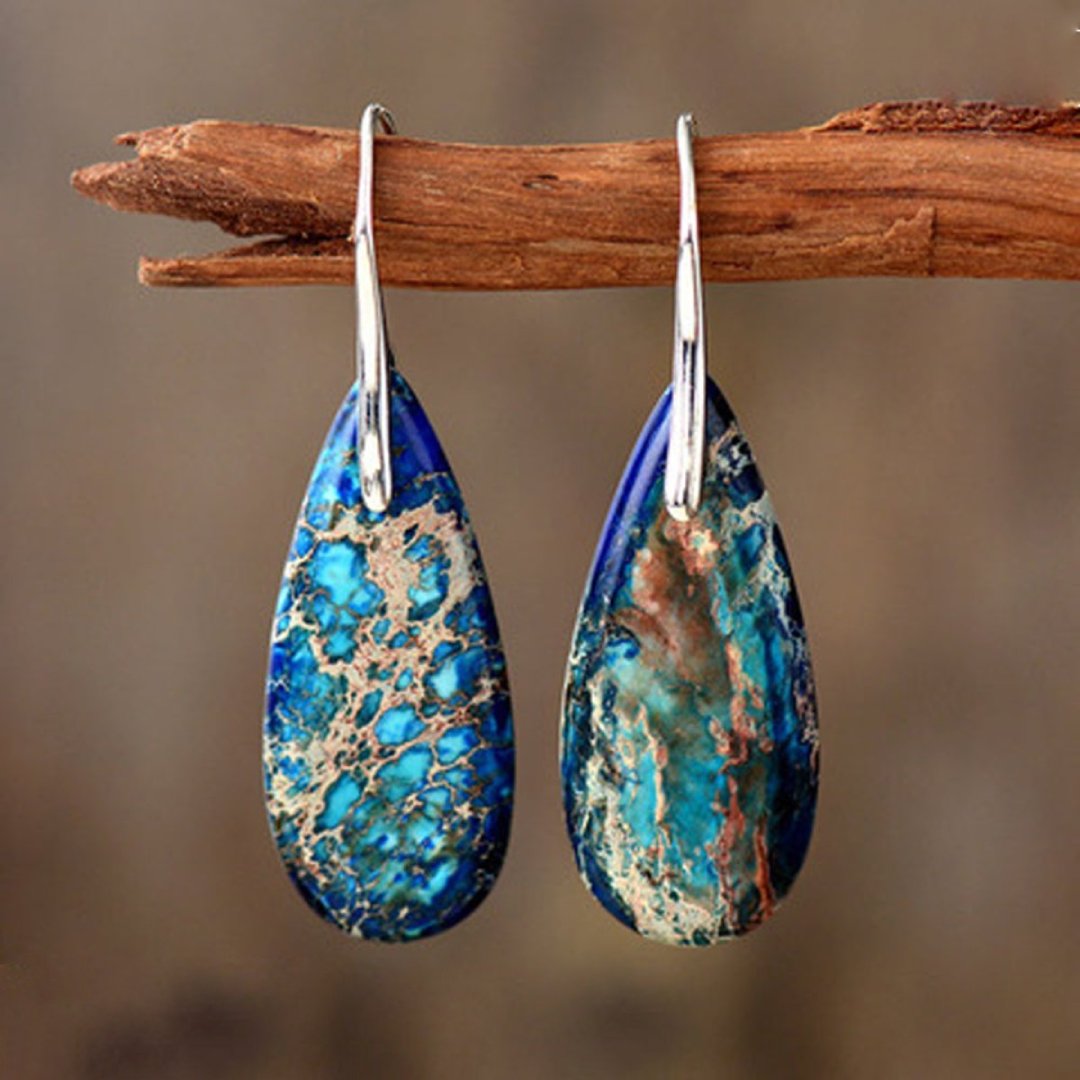 Natural Blue Sea Drop Earrings - Earrings - Pretland | Spiritual Crystals & Jewelry