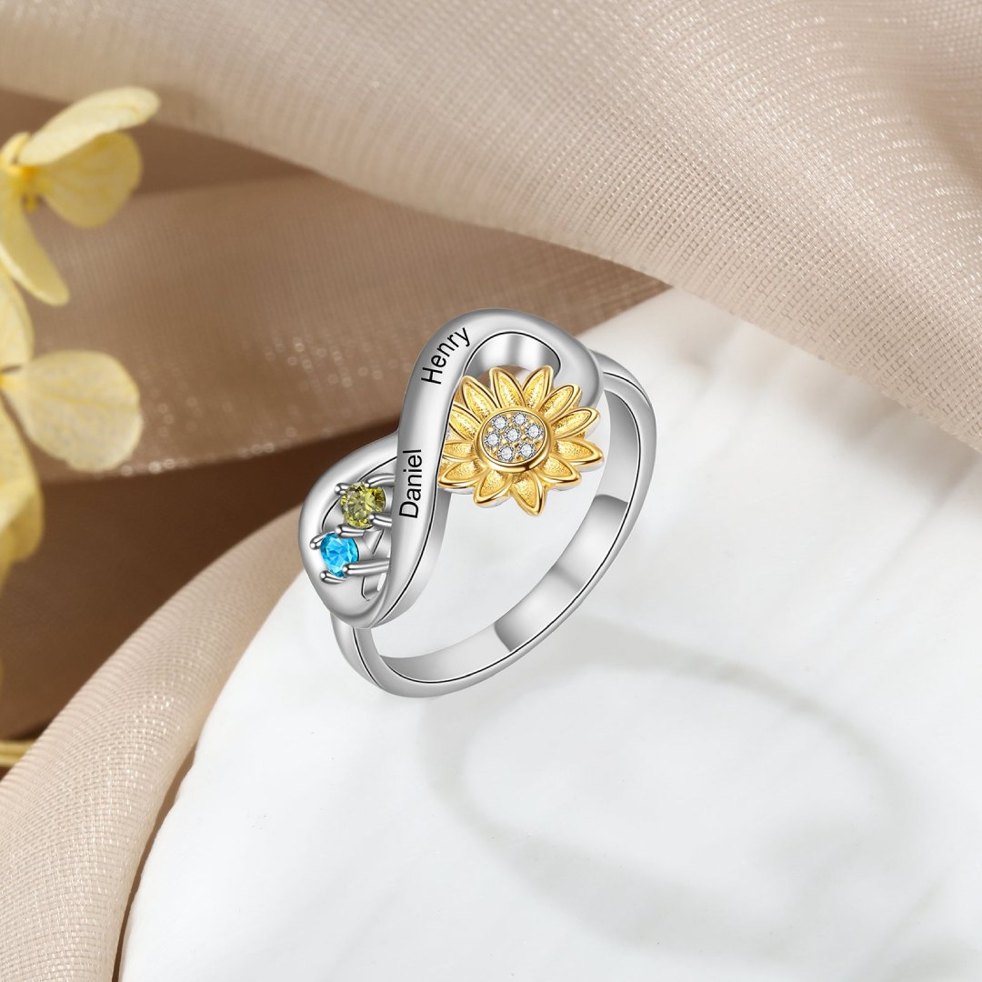 Chic Sunflower Crystal Personalized Ring - Rings - Pretland | Spiritual Crystals & Jewelry