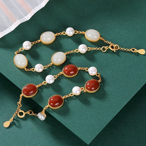 Enchanting Tourmaline & Chalcedony Pearl Bracelet - Bracelets - Pretland | Spiritual Crystals & Jewelry