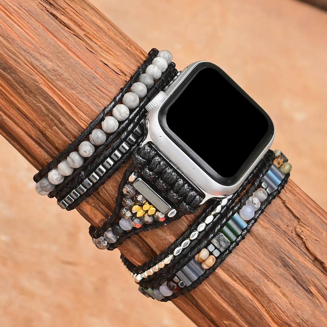Mysterious Moonstone Black Apple Watch Strap - Apple Watch Straps - Pretland | Spiritual Crystals & Jewelry