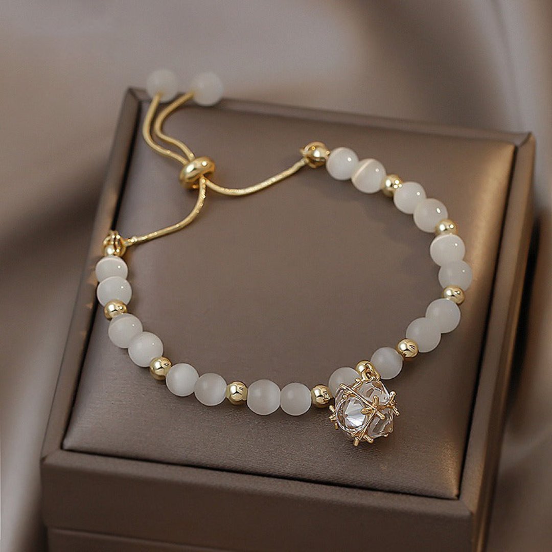Elegant Opal & Zirconia Charm Bracelet - Bracelets - Pretland | Spiritual Crystals & Jewelry