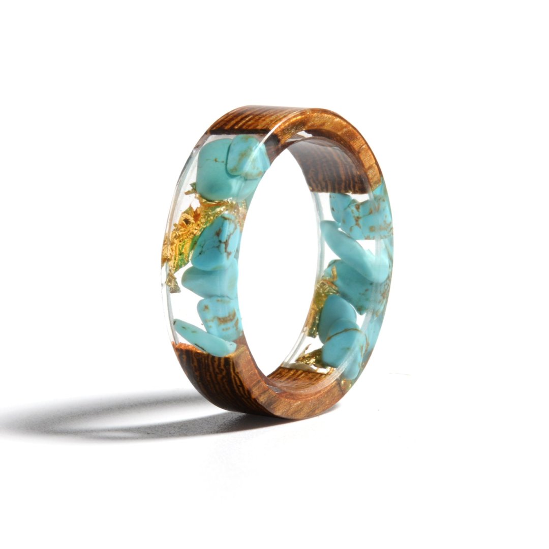 Pretty Handicraft Wooden Ring - 6.5 / Turquoise - Rings - Pretland | Spiritual Crystals & Jewelry