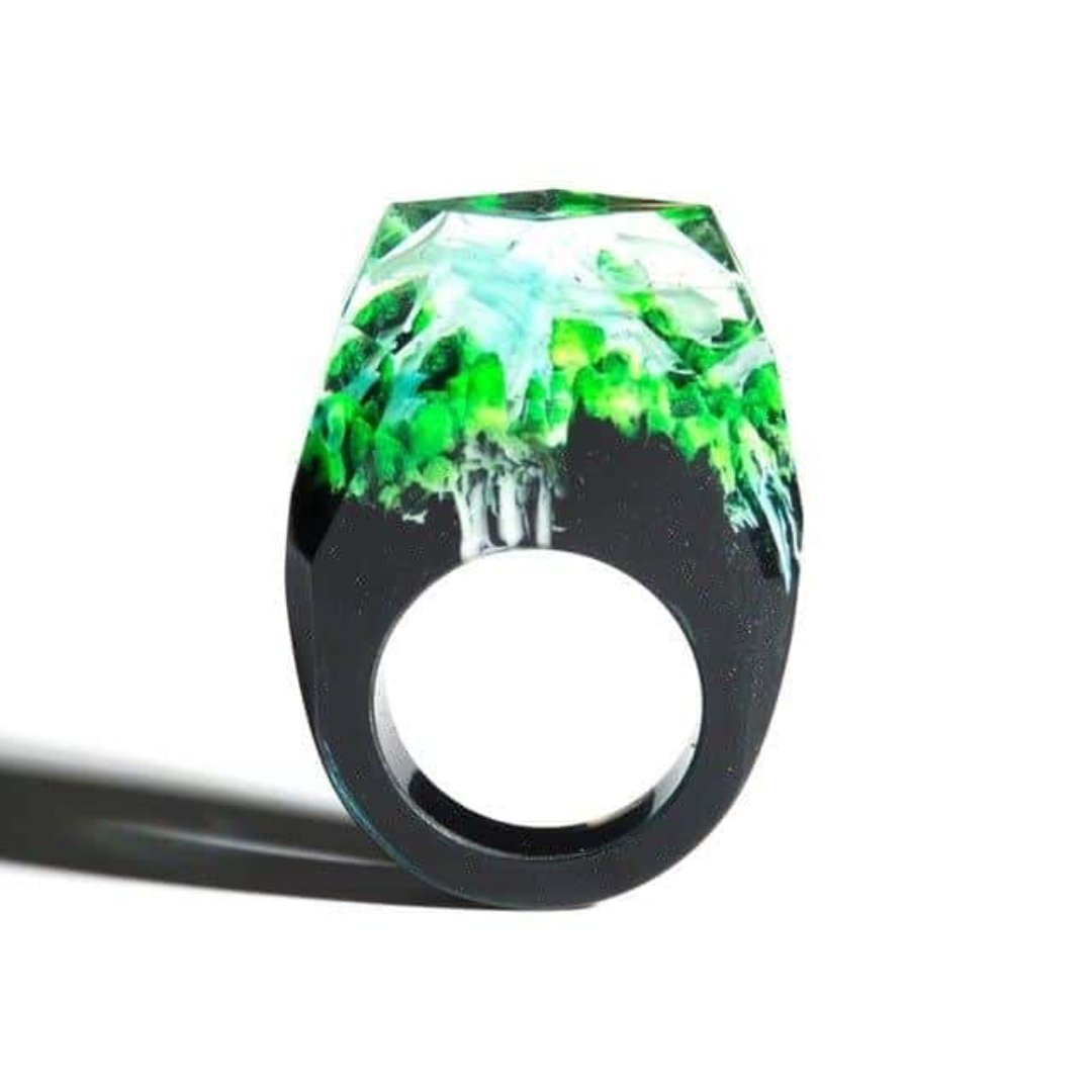 Marbeu Wooden Comfy Ring - 6.5 / Water green - Rings - Pretland | Spiritual Crystals & Jewelry