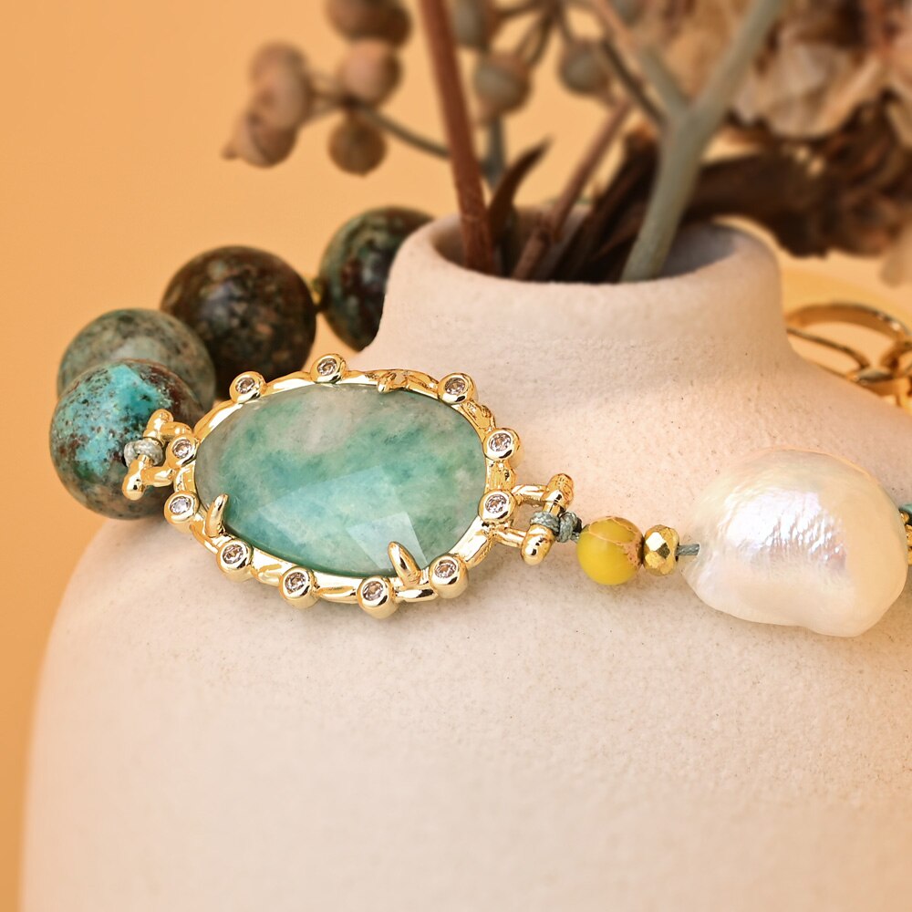 Amazonite & Imperial Jasper Stone Bracelet - Bracelets - Pretland | Spiritual Crystals & Jewelry