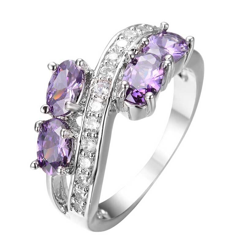 Stylish Amethyst Silver Ring - 6 / Purple - Rings - Pretland | Spiritual Crystals & Jewelry