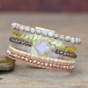 Spiritual Rose Quartz Cuff Bracelet - Bracelets - Pretland | Spiritual Crystals & Jewelry
