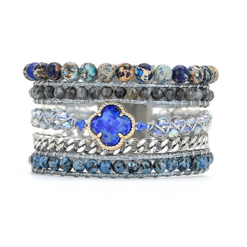 Spiritual Lapis Lazuli Cuff Bracelet - Bracelets - Pretland | Spiritual Crystals & Jewelry