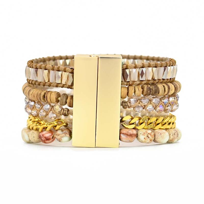 Spiritual Protection Opal Cuff Bracelet - Bracelets - Pretland | Spiritual Crystals & Jewelry