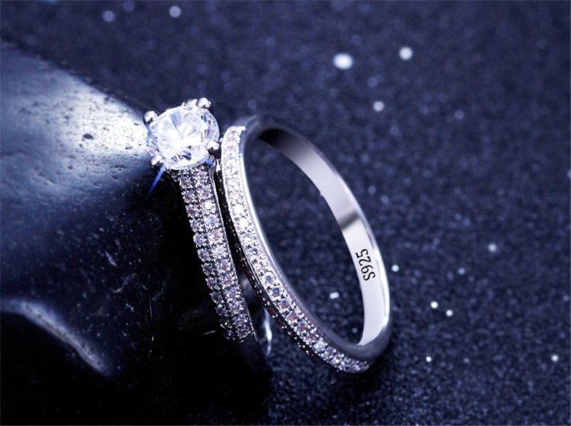 Shining Zircon 925 Sterling Silver Ring Set - Rings - Pretland | Spiritual Crystals & Jewelry