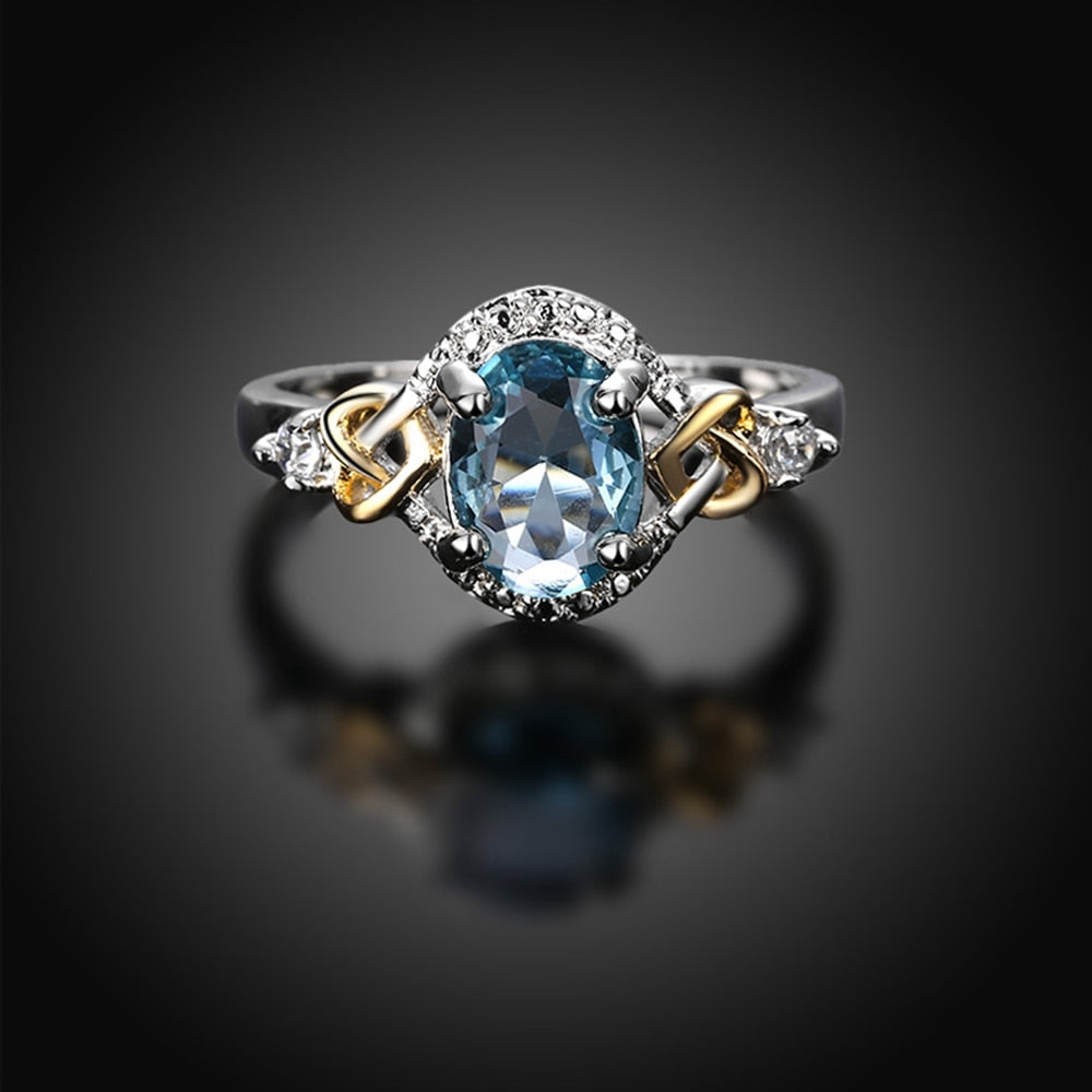 Sky Blue Cubic Zirconia Silver Ring - Rings - Pretland | Spiritual Crystals & Jewelry