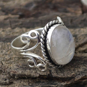 Vintage Oval White Opal Silver Ring