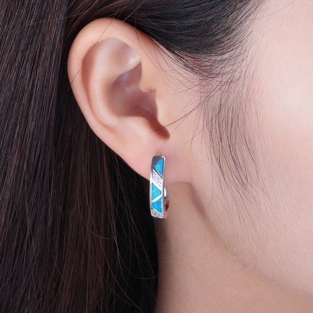 Spiritual Blue Fire Opal Sterling Silver Earrings - Earrings - Pretland | Spiritual Crystals & Jewelry