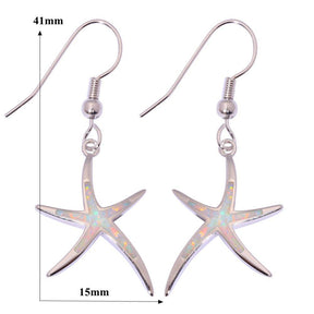 Spiritual Fire Opal Silver Starfish Earrings - Earrings - Pretland | Spiritual Crystals & Jewelry