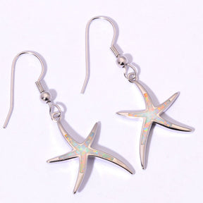 Spiritual Fire Opal Silver Starfish Earrings - Earrings - Pretland | Spiritual Crystals & Jewelry