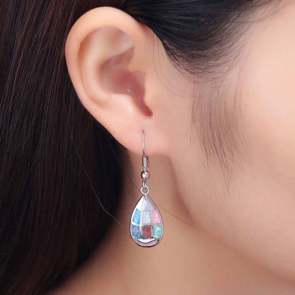 Spirit Fire Opal Silver Earrings - Earrings - Pretland | Spiritual Crystals & Jewelry