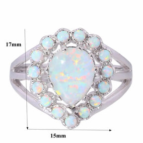 Vintage Royal White Opal Silver Plated Ring