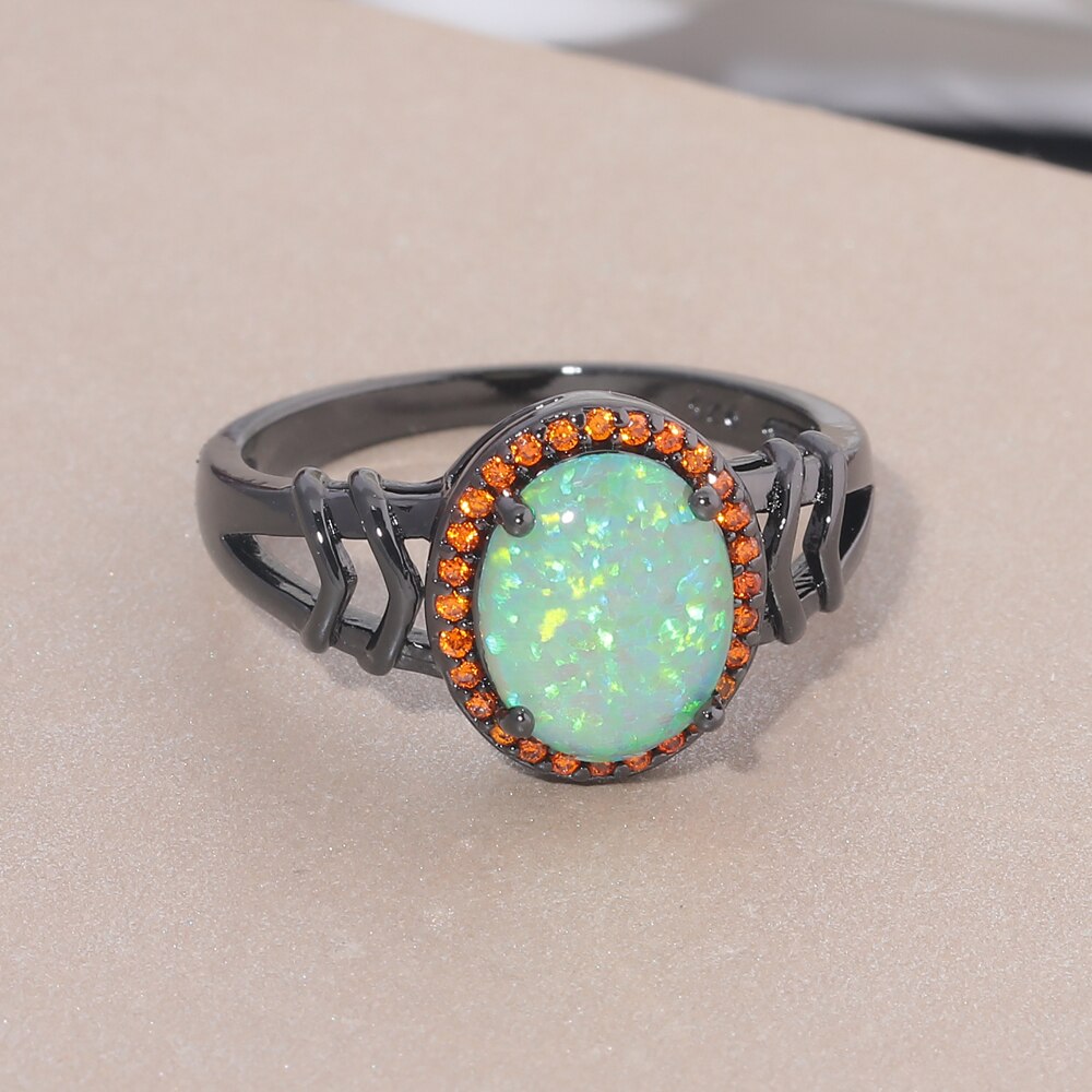 Helen Green Fire Opal Ring - Rings - Pretland | Spiritual Crystals & Jewelry