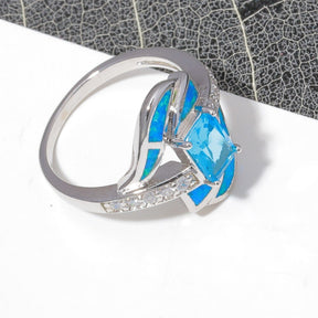 Spiritual Aquamarine Opal Silver Ring - Rings - Pretland | Spiritual Crystals & Jewelry
