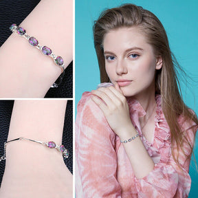 Rainbow Amethyst Sterling Silver Bracelet - Bracelets - Pretland | Spiritual Crystals & Jewelry