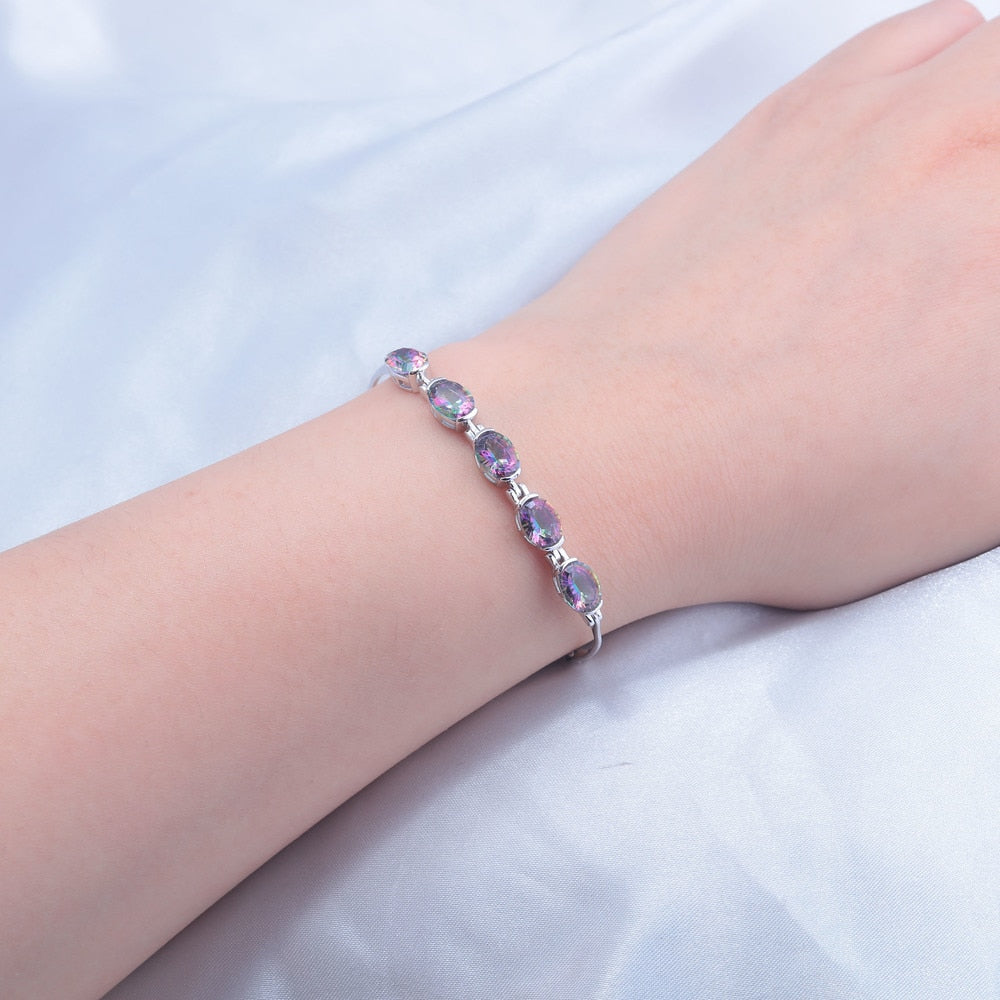 Rainbow Amethyst Sterling Silver Bracelet - Bracelets - Pretland | Spiritual Crystals & Jewelry