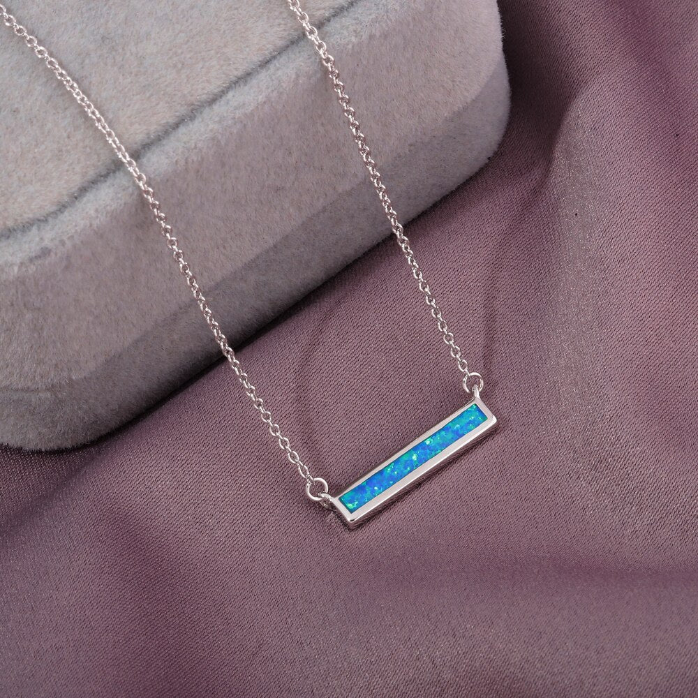 Rectangular Fire Opal Sterling Silver Necklace - Necklaces - Pretland | Spiritual Crystals & Jewelry