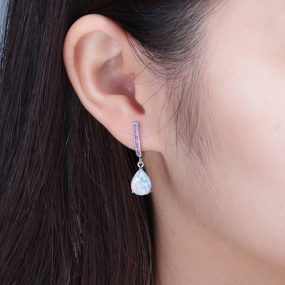 Green Opal Silver Earrings - Earrings - Pretland | Spiritual Crystals & Jewelry