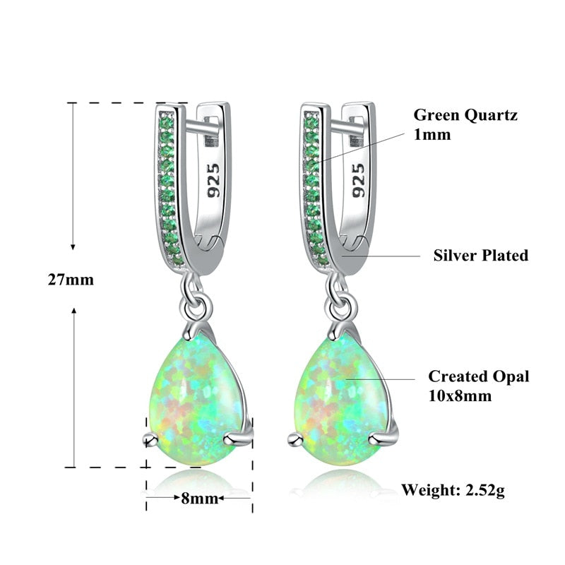 Green Opal Silver Earrings - Earrings - Pretland | Spiritual Crystals & Jewelry
