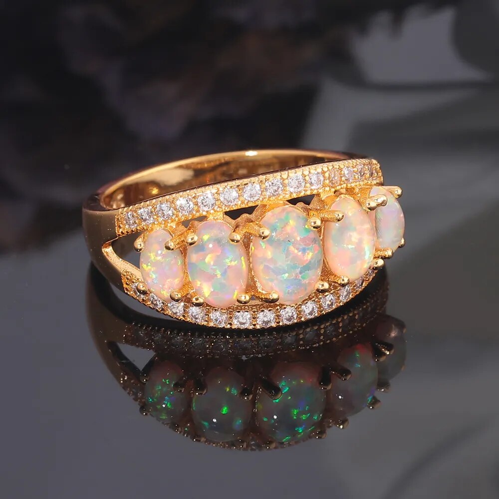 Vintage Chic White Fire Opal Ring