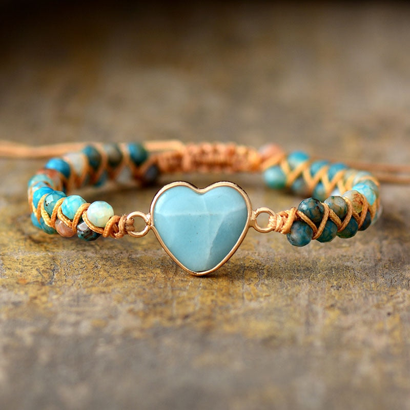 Spiritual Amazonite Heart Bracelet - Bracelets - Pretland | Spiritual Crystals & Jewelry
