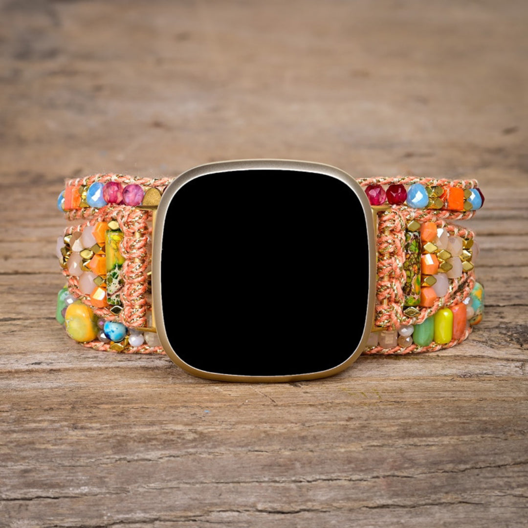 Boho Orange Hematite Stone Fitbit Watch Strap - Fitbit Watch Straps - Pretland | Spiritual Crystals & Jewelry