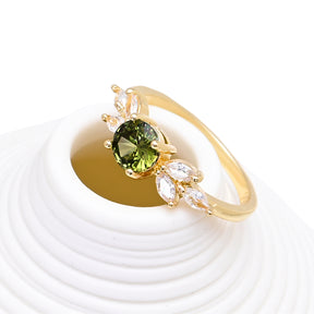 Enchanting White Green Zircon Ring - Rings - Pretland | Spiritual Crystals & Jewelry