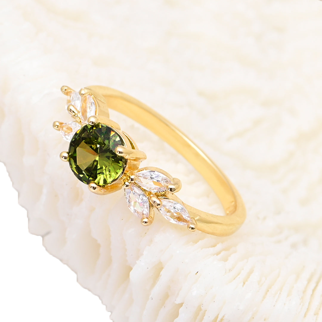 Enchanting White Green Zircon Ring - Rings - Pretland | Spiritual Crystals & Jewelry