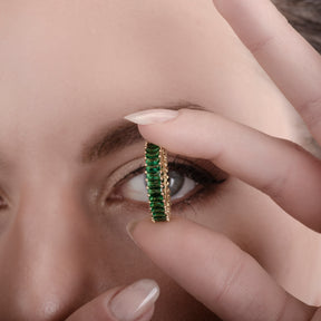 Helen Emerald 24K Gold Ring - Gold Vermeil Ring - Pretland | Spiritual Crystals & Jewelry
