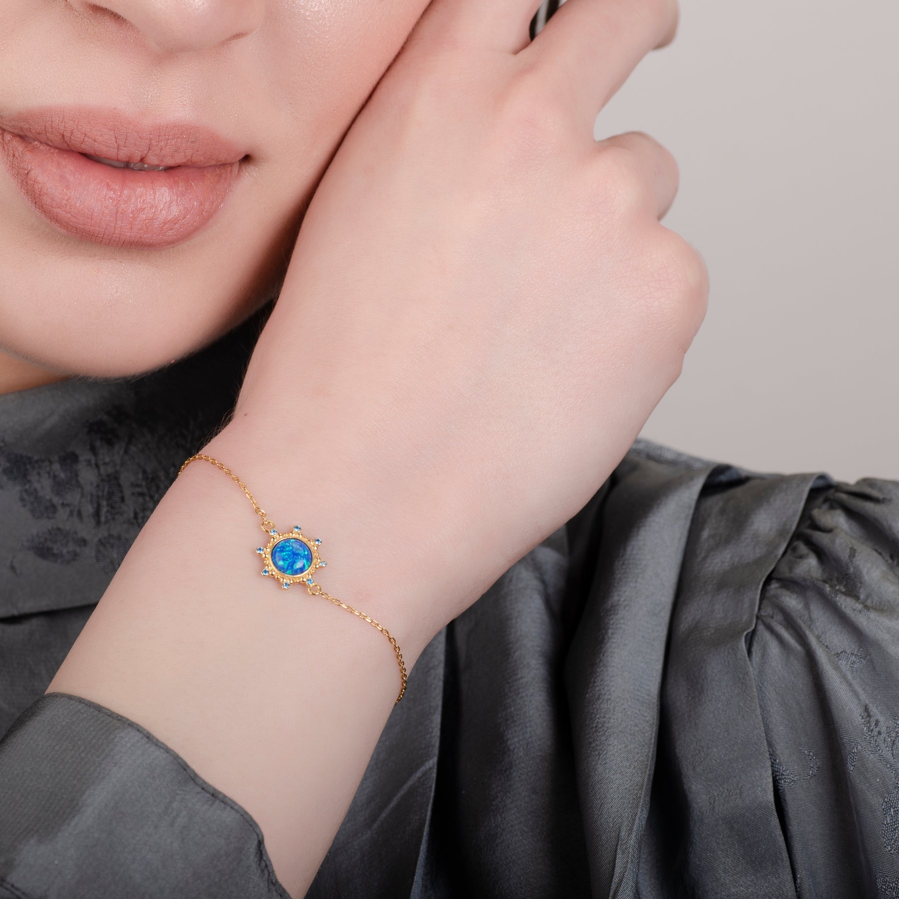 Starlight Blue Opal 24K Gold Bracelet - Gold Vermeil Bracelets - Pretland | Spiritual Crystals & Jewelry