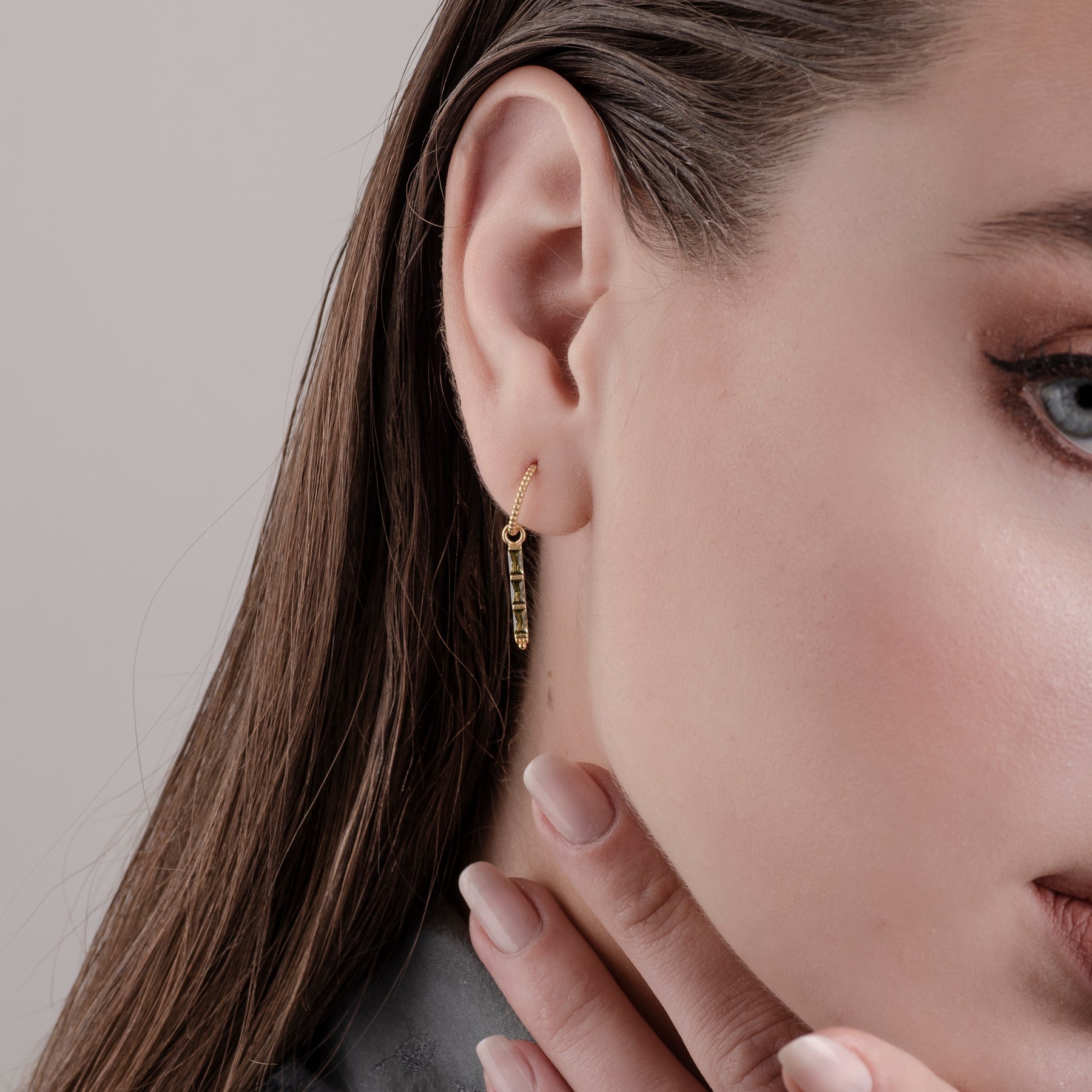 Theodora Green Quartz 24K Gold Earrings - Gold Vermeil Earrings - Pretland | Spiritual Crystals & Jewelry