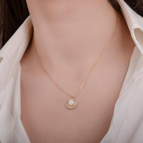 Sun White Opal 24K Gold Necklace - Gold Vermeil Necklace - Pretland | Spiritual Crystals & Jewelry
