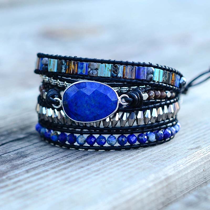 Luminous Lapis Protection Bracelet - Wrap Bracelets - Pretland | Spiritual Crystals & Jewelry
