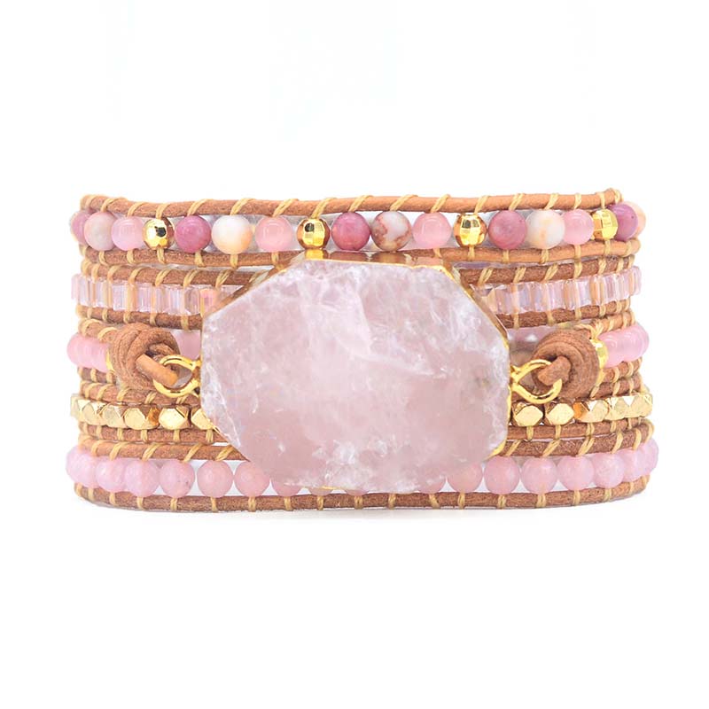 Spirit Pink Rose Quartz Bracelet - Wrap Bracelets - Pretland | Spiritual Crystals & Jewelry